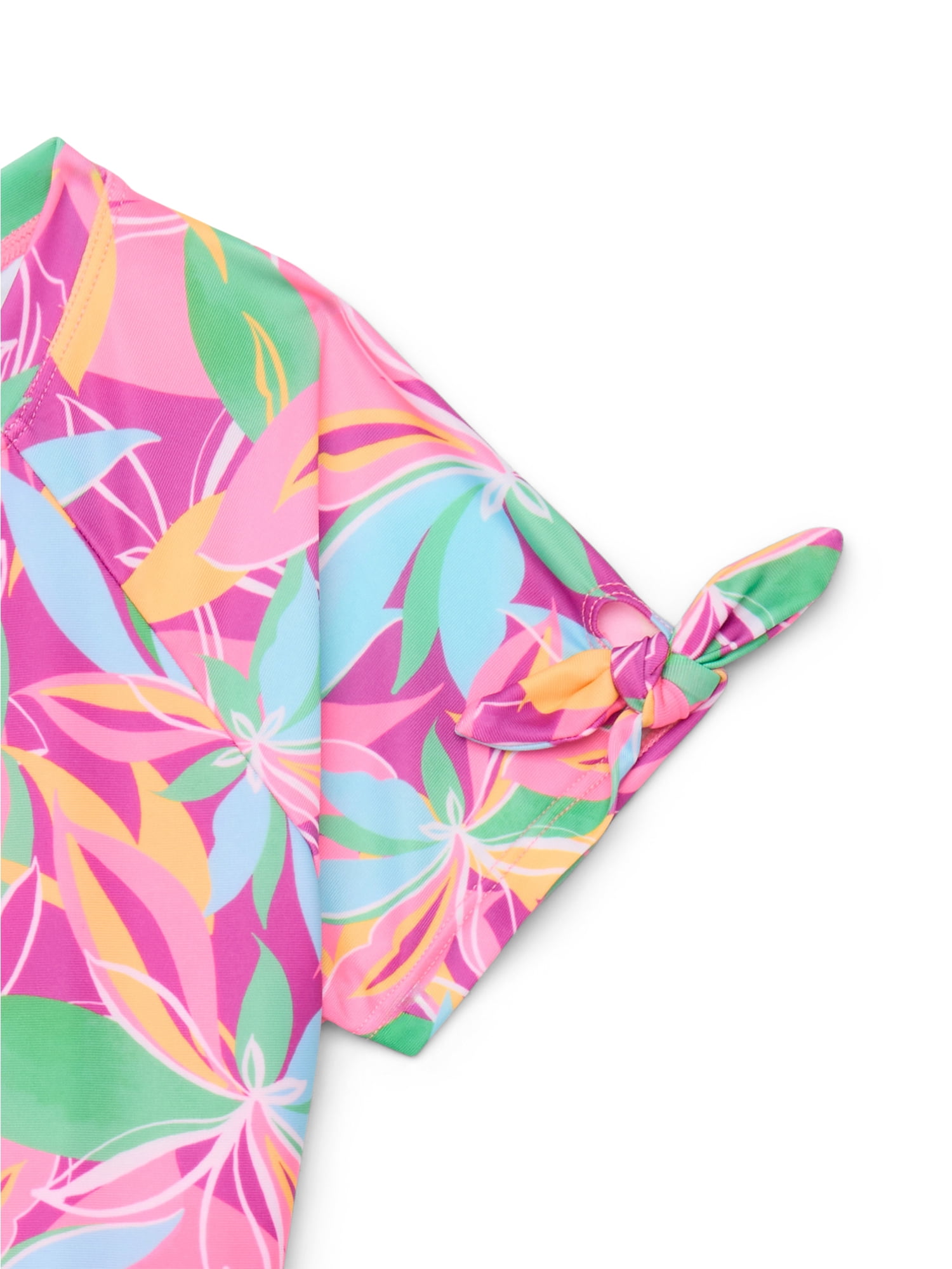 【YOUTHBATH】 Stripepartialdamageknit_pink Wonder Nation Girls Cropped Rash Guard and Bikini Bottoms