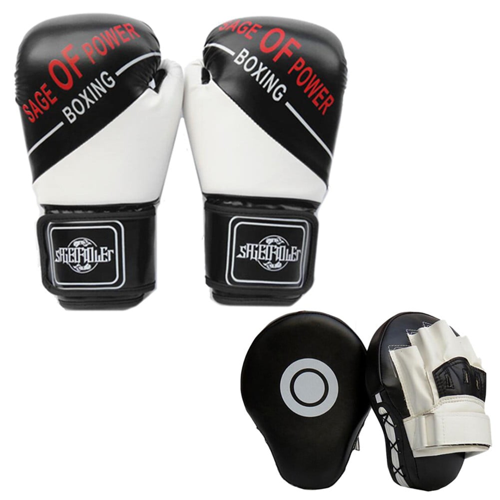 Boxing 2pcs Gloves and Focus Pads Set Hook Jabs Mitts Punch Bag Gym Training USA 