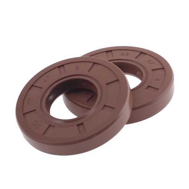 Sello de aceite universal Unique Bargains TC de doble labio con resorte de acero, anillo de sello para eje rotativo 22x47x8mm, caucho FKM de alta presión, marrón, 2 piezas