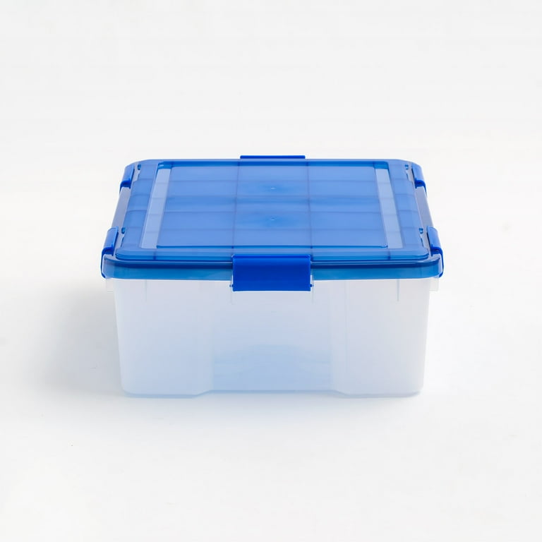 Iris 41 Qt. Weatherpro Clear Plastic Storage Box, Lid Blue, Clear/Blue