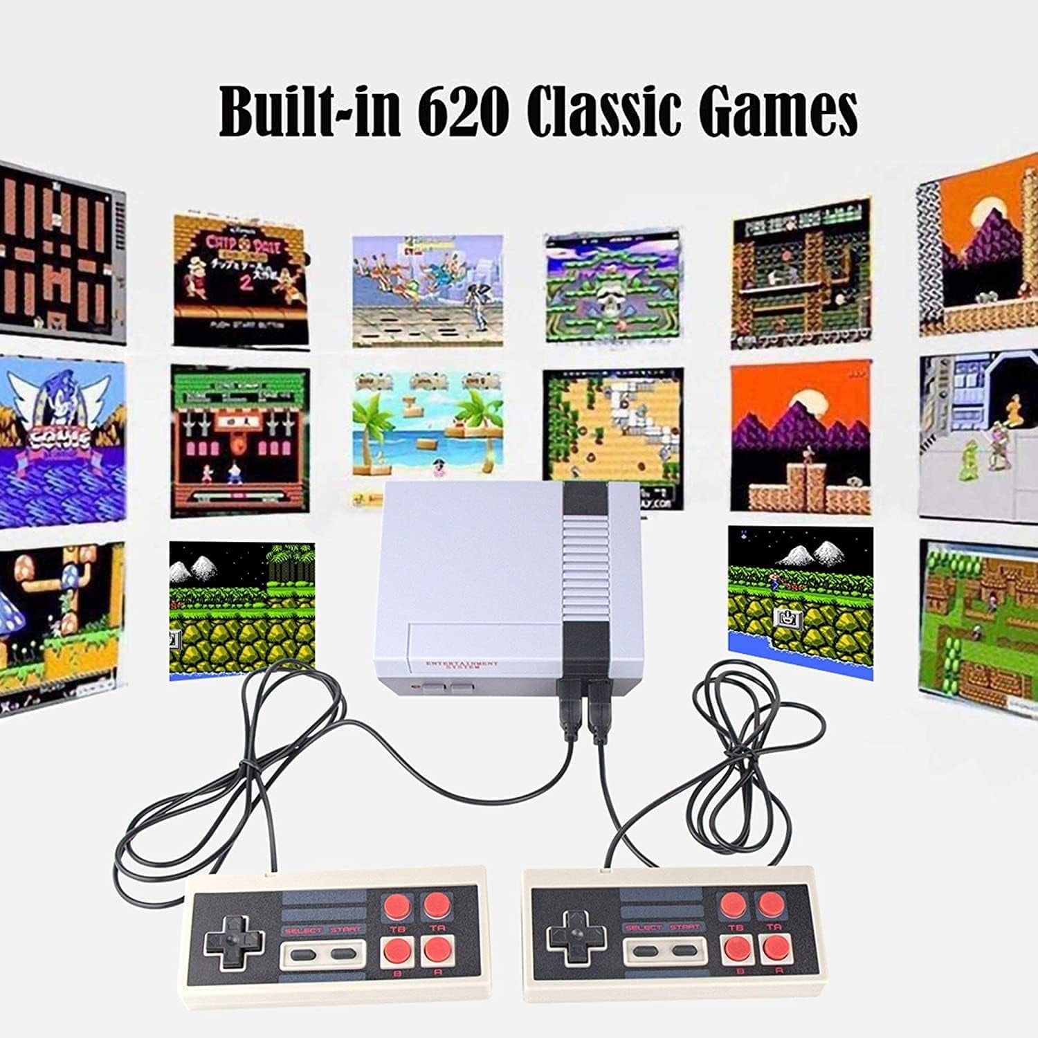 Retro Machines Built in 620 Video and 2 Controllers, Mini Video Controllers Plug and Play TV with AV Output, 8-Bit Video System, Children's Gift
