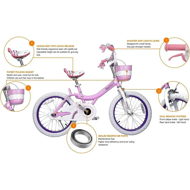 RoyalBaby Bunny 18 Kids Bike w Kickstand Dual Brakes Basket Bell Pink Walmart