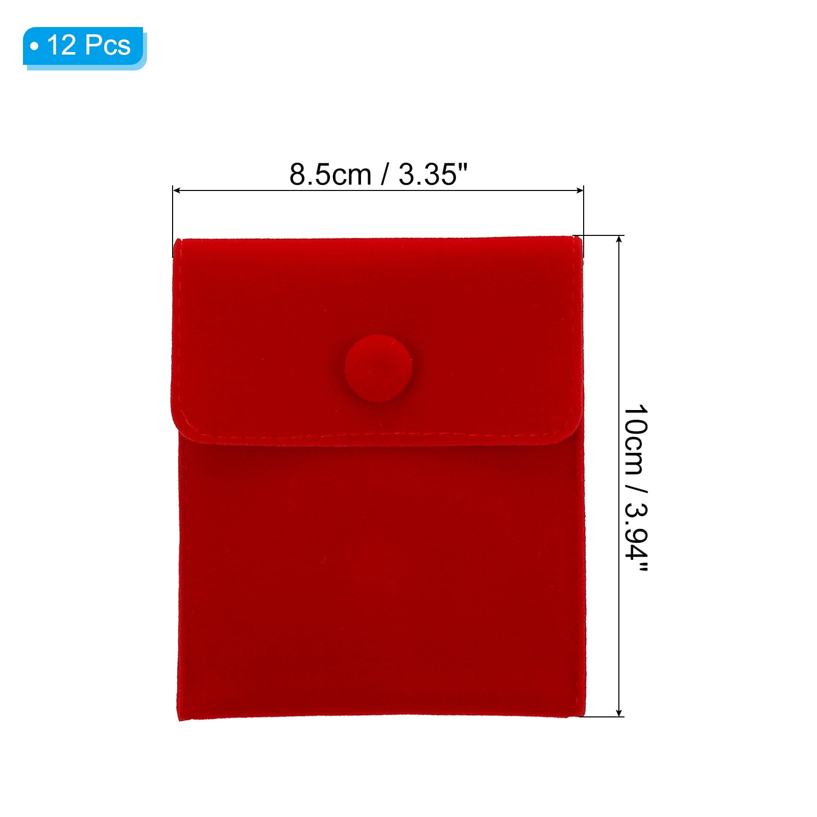 Unique Bargains Portable Velvet Jewelry Pouches with Snap Button Red 3.9" x 3.3"