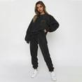 thumbnail image 6 of 2 Pcs/Set Women Top Pants Set Round Neck Long Sleeve Elastic Cuff Sweatshirt Pure Color Stretchy High Waist Ankle-banded Trousers Sport Fitness Tracksuit, 6 of 7