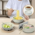 thumbnail image 5 of Microwave Ramen Bowl,Ramen Noodles Bowls,Happon 3 in1 40oz Ramen Bowl Set with Lid,Ramen Bowl Set with Chopsticks, Spoon, Fork, Ramen Noodle Cooker for Dorm, Home, Office (Beige), 5 of 8