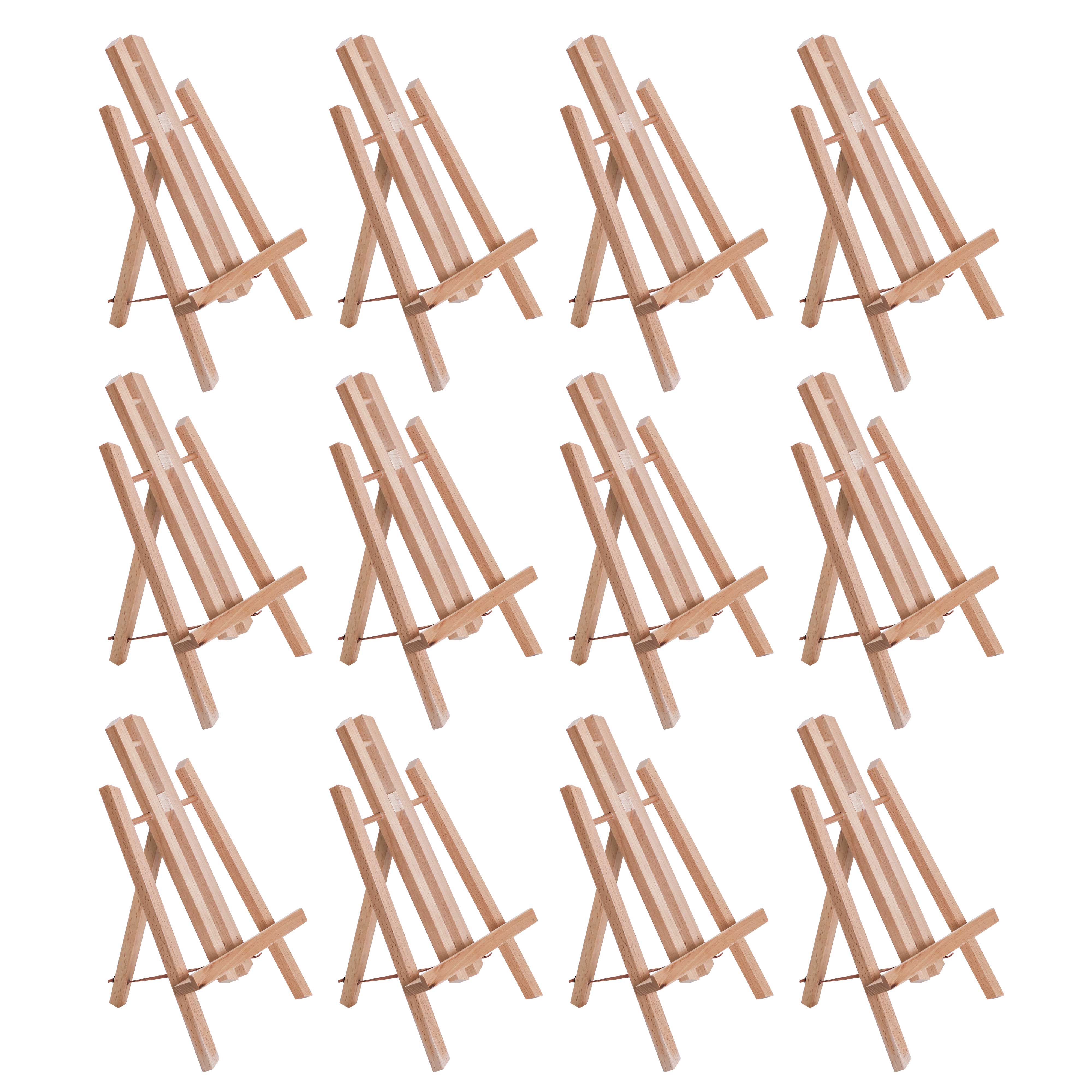 U.S. Art Supply 11" Small Tabletop Display Stand A-Frame Artist Easel (12 Pack), Beechwood Tripod, Canvas Photo Holder