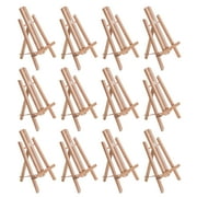 U.S. Art Supply 11" Small Tabletop Display Stand A-Frame Artist Easel (12 Pack), Beechwood Tripod, Canvas Photo Holder