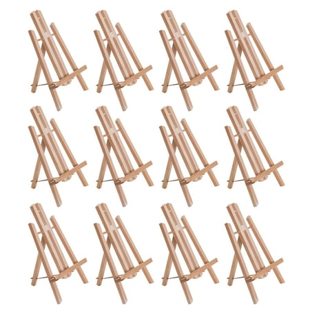 U.S. Art Supply 11" Small Tabletop Display Stand A-Frame Artist Easel (12 Pack), Beechwood Tripod, Canvas Photo Holder