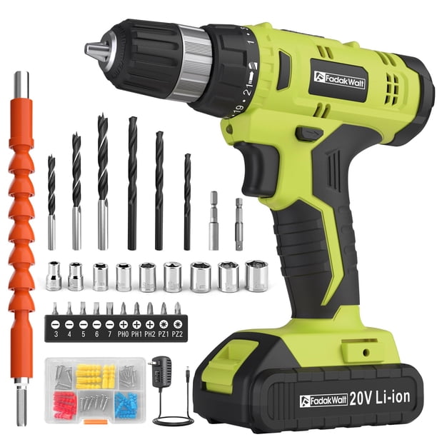 Taladro inalámbrico FADAKWALT de 20 V, potencia eléctrica de 30 N.m de par