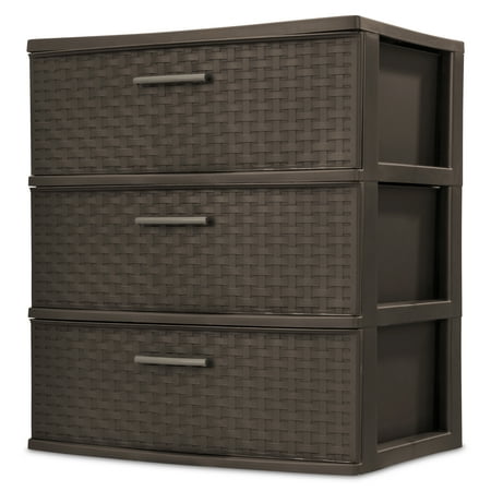 Sterilite 3 Drawer Wide Weave Tower, Espresso