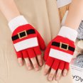 thumbnail image 3 of Guantes navideños con solapa de medio dedo, 2 uds., tejidos, dibujos animados de Navidad, dedos abiertos, guantes cálidos, 3 of 6