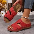 thumbnail image 5 of HomeDM Womens Sandals Micro-Wedge Open Toe Slip-On Summer Beach Vacations Slide Sandals, Red Size 6, 5 of 9