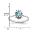 thumbnail image 2 of White Sterling Silver Ring Band Gemstone Swiss Blue Topaz Oval Diamond, 2 of 2