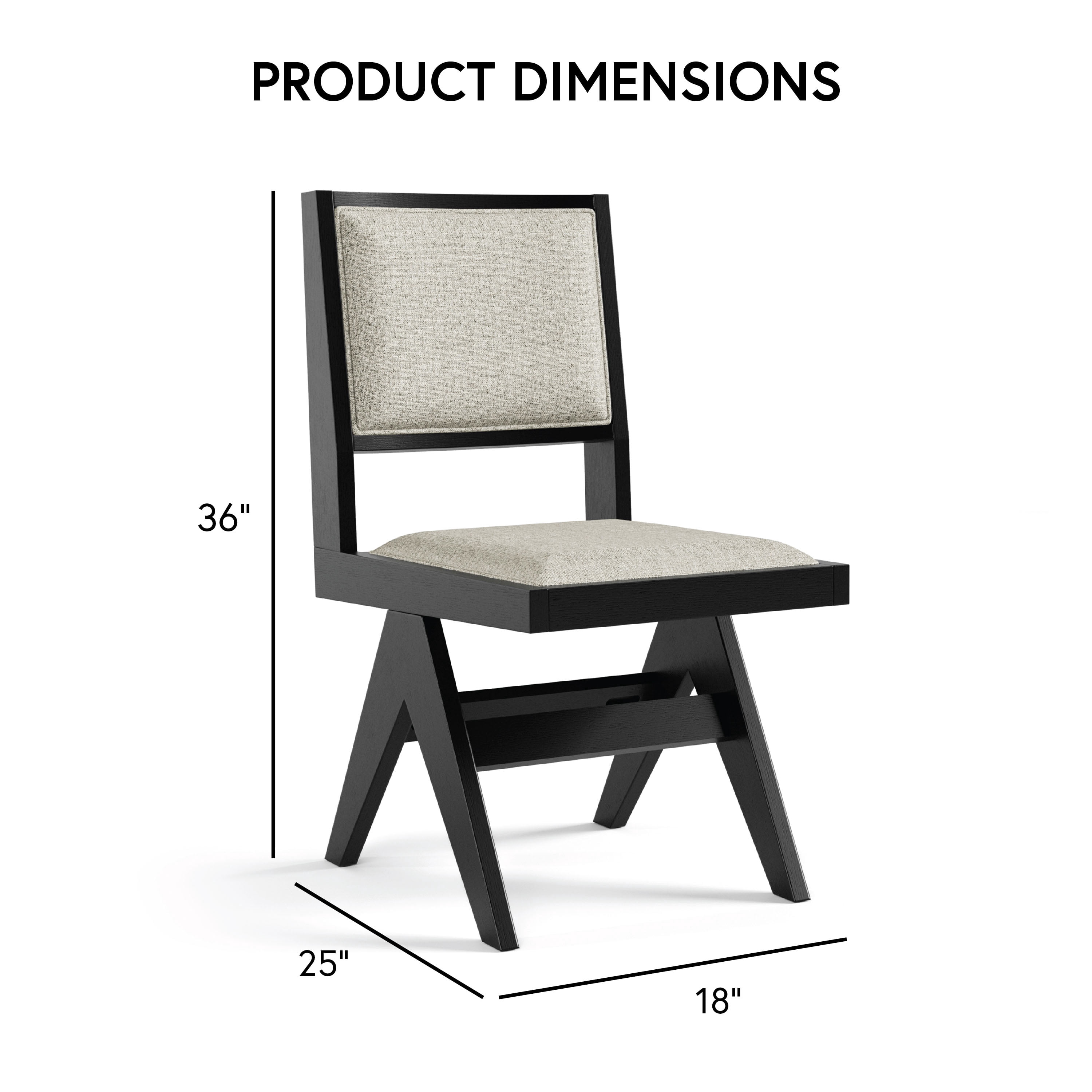 Furniture of America Kaelis Modern Solid Wood Indoor Dining Chairs, Balck (Set of 2)