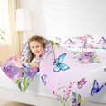thumbnail image 4 of Homewish Purple Initial A Letter Queen Comforter Set, Watercolor Rose Floral Bedding Sets, Kawaii Dreamy Butterfly Reversible Bedding Comforter Set, Luxury Bedroom Decor, 3pcs, 4 of 8