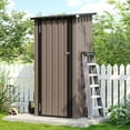 thumbnail image 2 of Bapipro 3'x 3' Outdoor Storage Shed, Metal Tool Shed with Lockable Door for Backyard, Garden & Patio, Brown, 2 of 8