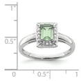 thumbnail image 2 of Auriga Fine Jewelry 925 Sterling Silver Emerald Cut Prasiolite and Diamond Engagement Ring Size 8 for Women, 2 of 7