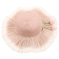 thumbnail image 3 of Sombrero de paja de verano para niña: gorra de playa de ala ancha transpirable con correa ajustable, sombrero de pescador para niñas para protegerse del sol., 3 of 7
