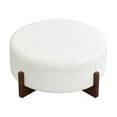 thumbnail image 7 of Christopher Knight Home 34" Modern Round Ottoman, White Boucle Upholstered, Walnut Wooden Legs, 7 of 7