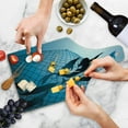 thumbnail image 4 of Underwater Cutting Board, Mermaid Rescues Flight of Dolphins from Fishing Net Freedom Diverrtwork Print, Decorative Tempered Glass Cutting and Serving Board, Wine Bottle Shape, Blue, by Ambesonne, 4 of 5