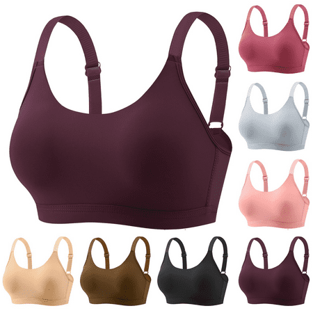 Fulorrnie Bras for Women Plus Size No Underwire Lift Comfort Full Coverage High Impact Plunge Supportive Bra Red 40