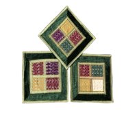 Mogul Set Of 3 Decorative Cushion Cover Embroidered Patchwork Handmade Throw Pillow Cases 16"X16"