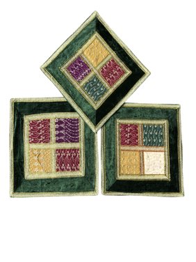 Mogul Set Of 3 Decorative Cushion Cover Embroidered Patchwork Handmade Throw Pillow Cases 16"X16"