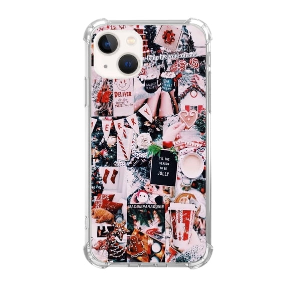 Christmas Tree and Snowman Case Compatible with iPhone 13,Unique Art Design TPU Bumper Cover Case