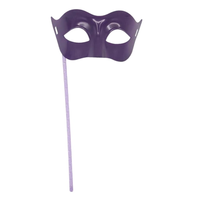 Máscara de de Halloween, accesorio de disfraz, máscara facial de fiesta versátil con palos para decoración de carnaval, disfraz de Mardi violeta