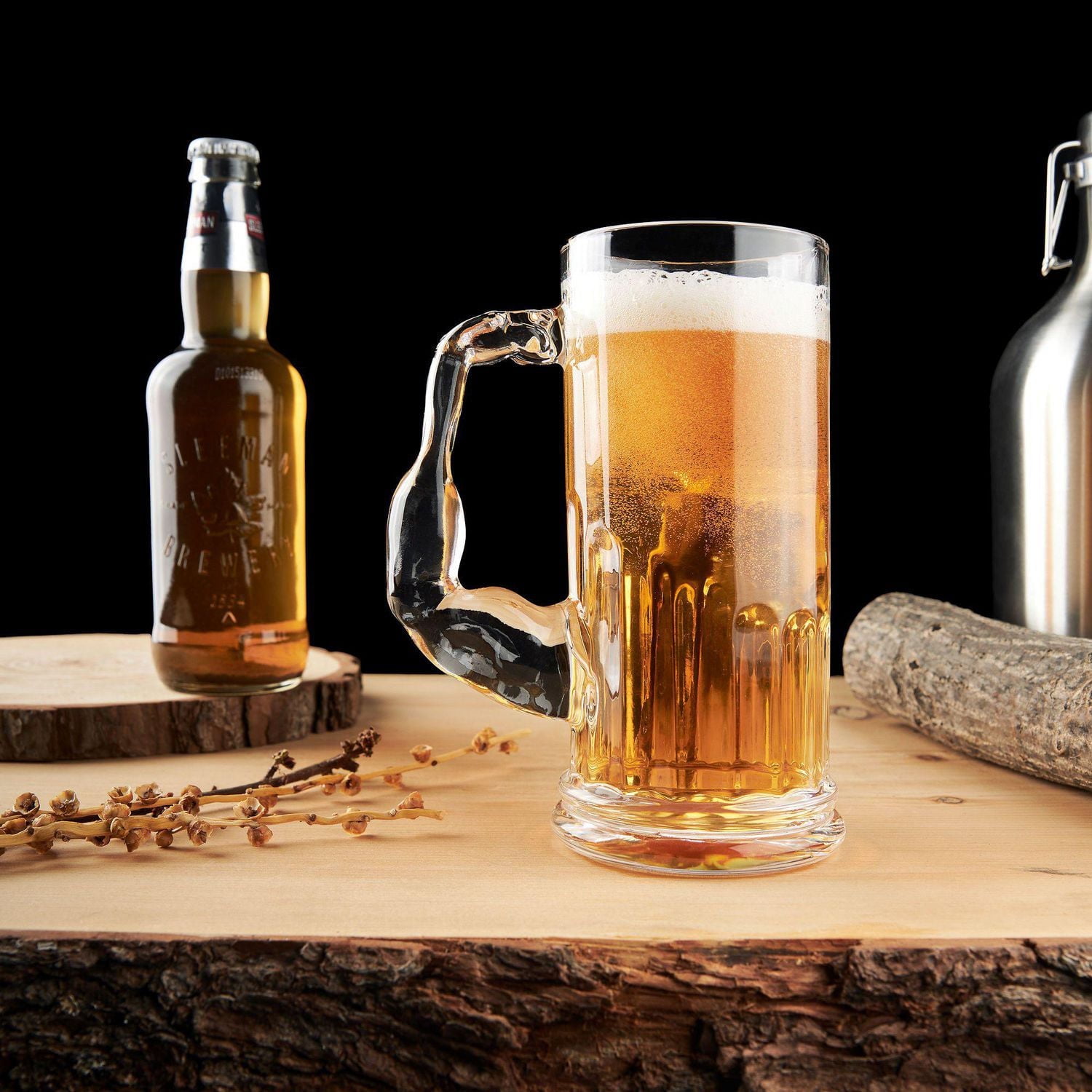 Muscle Man Beer Mug 550ml, Set of 2