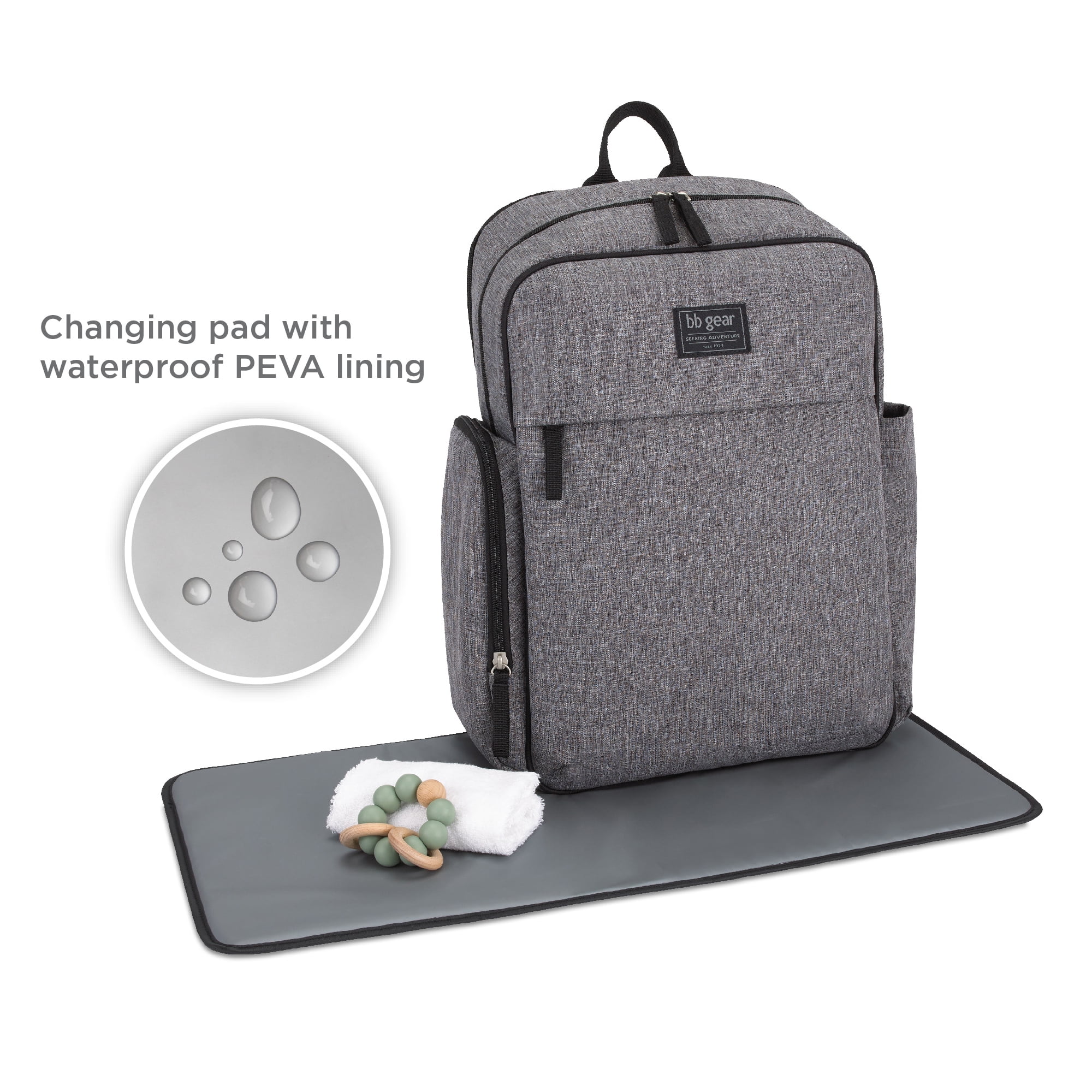 BB Gear Back Pack Diaper Bag, Grey, Infant and Toddler, Unisex
