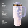 thumbnail image 4 of Thyme & Table 32oz Stainless Steel Luna Tumbler with Handle and Dual Straw Lid, Garden, 4 of 8