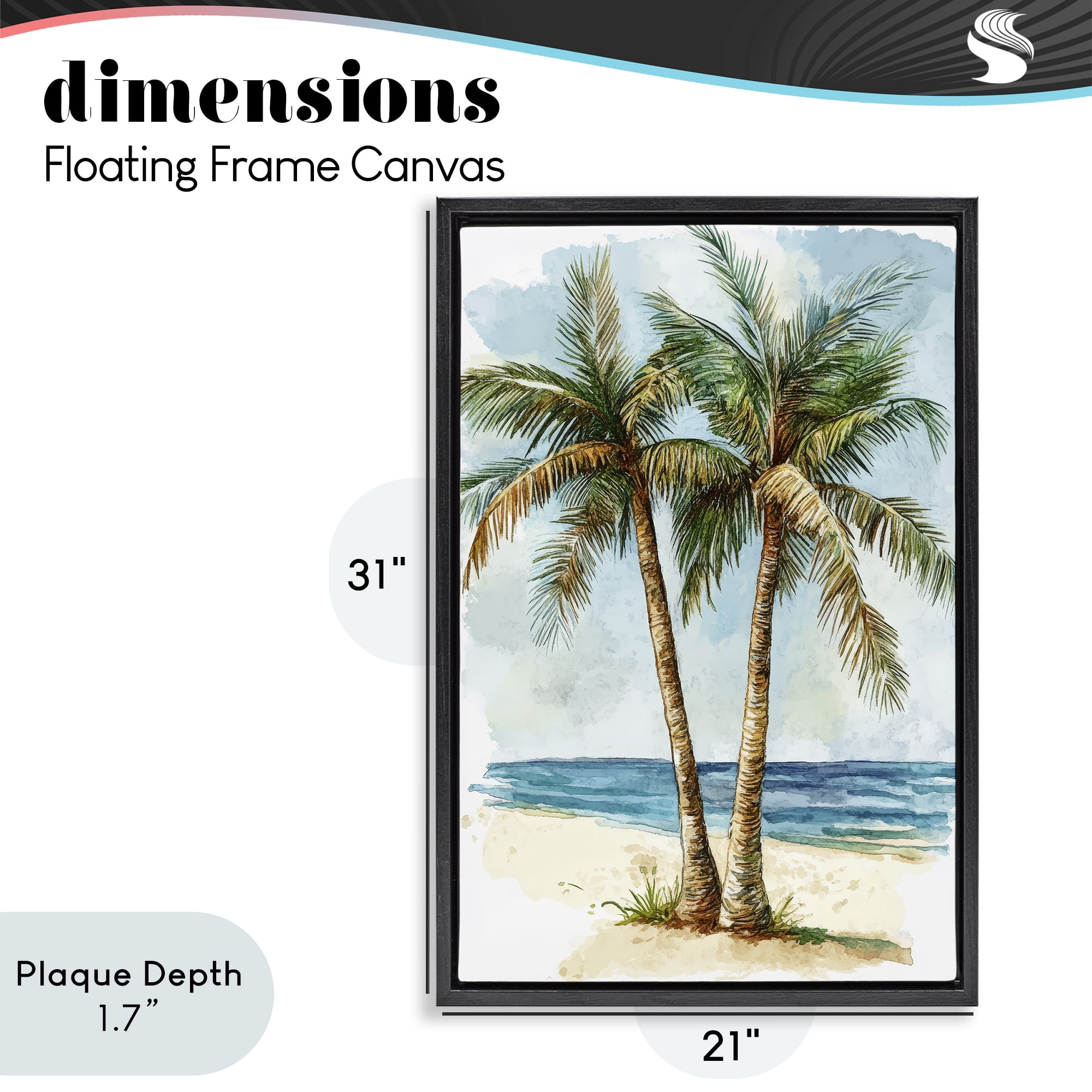Stupell Industries Illustrated Palm Tree Duo Black Framed Floater Canvas Wall Art, design by Petal Prints Design