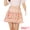 Multicolor, variant on Women's Elastic Waist A-Line Layered Ruffle Floral Mini Skirt L Black Pink