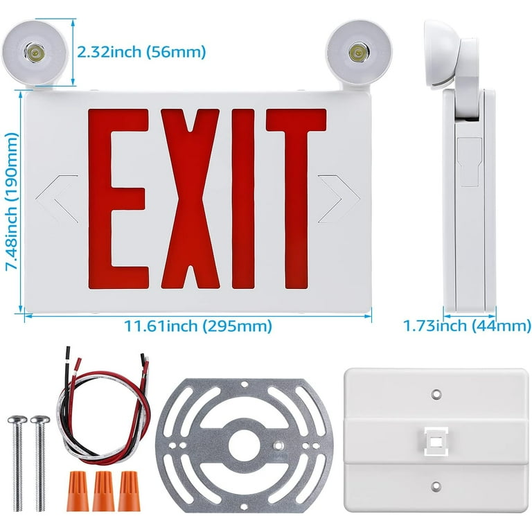 Torchstar LED Exit Sign With Battery Backup, Double-Face, UL 924, AC