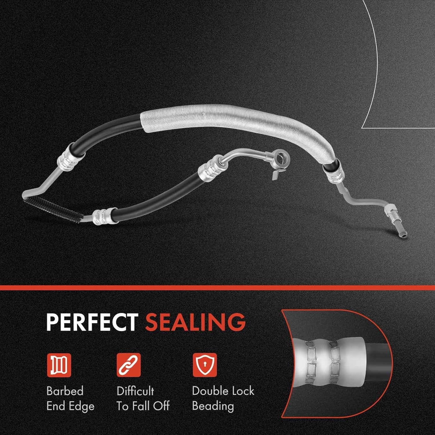 A-Premium Power Steering Pressure Hose Line Assembly Compatible with Toyota Sienna 2004 2005 2006, 3.3L FWD, with O-ring & Washer, Pump to Gear/Rack