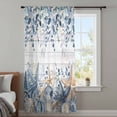 thumbnail image 3 of Blue Eucalyptus Coastal Sheer Curtains 45 Inches Long, Beach Starfish Shell Nautical Retro Light Filering Curtains, Breathable Simi Curtain Privacy Drapes for Kitchen Bathroom Small Window Treatment, 3 of 9