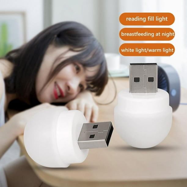 Lámpara de enchufe USB Computadora Carga de energía móvil Luz nocturna USB (1pc-Blanco) Likrtyny Para estrenar