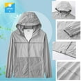 thumbnail image 3 of Xfvqtps Mens Light Jacket Hoodie with Brim Sun Protection Full Zip up Long Sleeve Summer Coat for Fishing Hiking Athletic Running Gray, 3 of 7