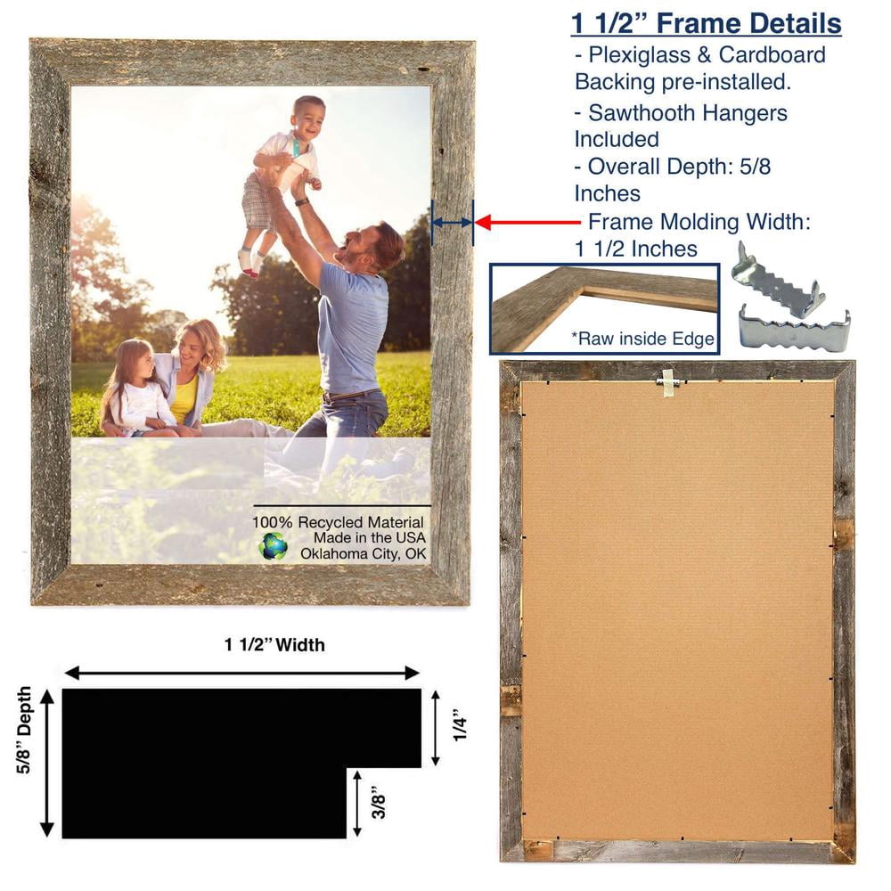 18x24 Rustic Smoky Black Picture Frame with Plexiglass Holder