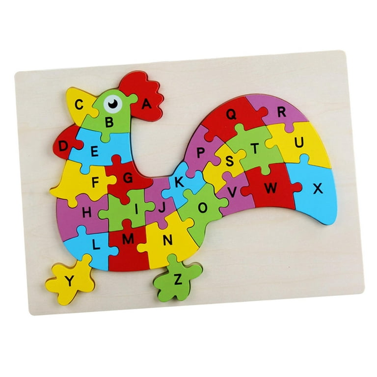 Cartoon ABC Puzzles Block Toy ABC Animal Puzzle Assembly Ability Traning Memory Alphabet Jigsaw Puzzle for Preschool Toys Kids Party Favors Bear, Size