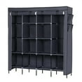 thumbnail image 2 of 67 Inch Gray Portable Clothes Closet, Non-Woven Fabric Steel Tube PP Plastic Storage Wardrobe with 12 Shelves & Hanging Rod, Space Saving for Small Room Walk-in Closet, 2 of 12
