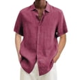 thumbnail image 2 of Business Casual Work Tshirts for Men Summer Lightweight Short Sleeve Button Down Collared Relaxed Fit Dress Shirt, 2 of 5