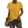 thumbnail image 4 of Adeawade Womens Tshirt Short Sleeve Loose Fit Round Neck Solid Color Simple Style Tee Cute Daily Wear 3Xl Yellow, 4 of 6