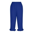 thumbnail image 6 of Sales of The Day Clearance Prime! lcziwo Capri Leggings for Women Tummy Control Knee Length Ruffled Hem Cropped Leggings 2025 Summer Solid Comfy Milk Silk Capri Pants Blue L, 6 of 9