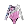 thumbnail image 3 of YEAHDOR Kids Girls Metallic Printed Gymnastics Leotard Long Sleeve Dance Unitard Biketard, 3 of 7