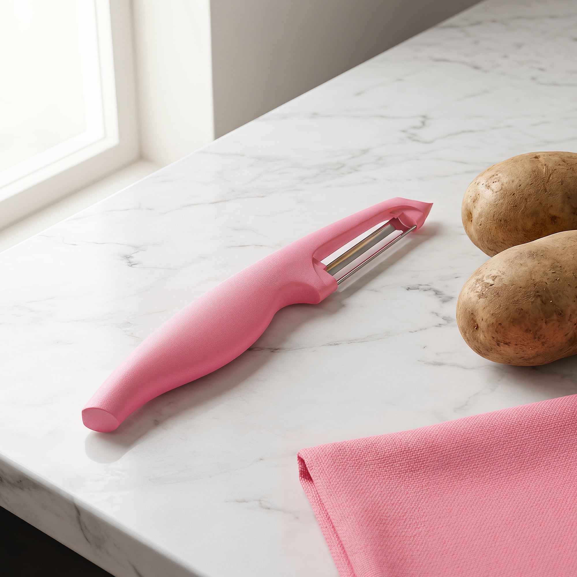 Unique Bargains Plastic Vegetable Peeler with Ergonomic Handle for Peeling Pink 7.3x1 inch