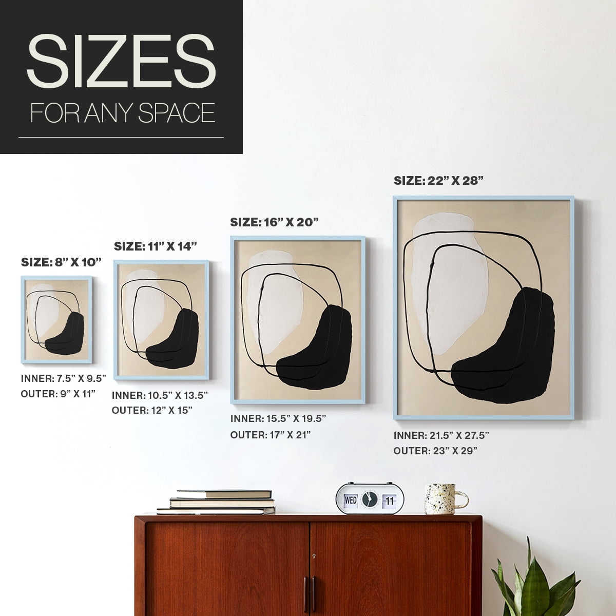 Avant Mod I Framed Print in Blue Solid Wood Framed Print No Nail Hanging