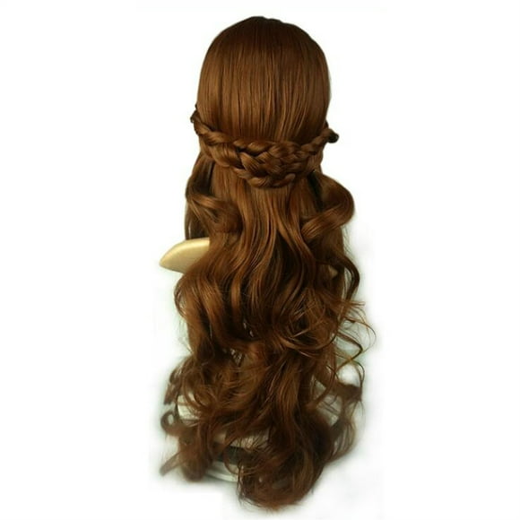 Deluxe Anna Wig Brown Synthetic Hair Princess Wig Cosplay Halloween Princess Hair Wig Fits Kids Women