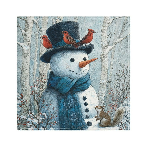 Qxltty Forest Snowman Napkins 20×20in Perfect for Parties Dinners Weddings Cocktail Housewarming Cloth Napkins Set of 6